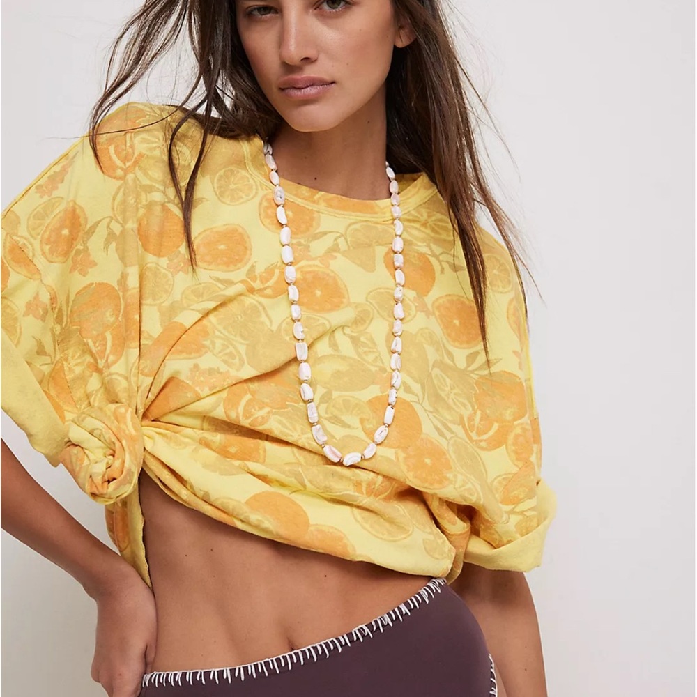 NWT Free People Devon Tee- Citrus Combo L